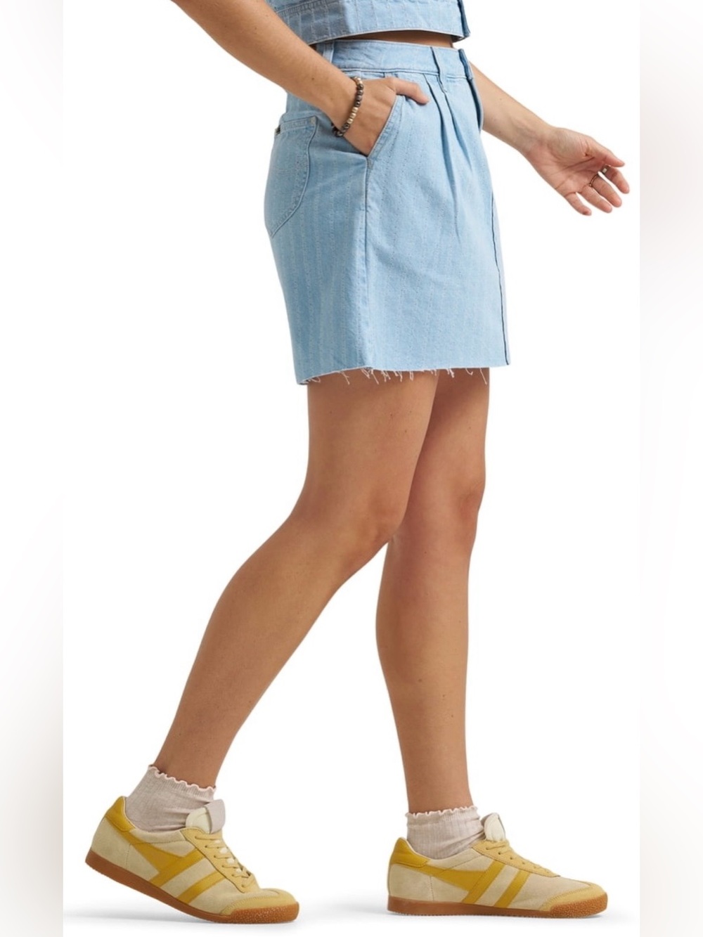 Lee Light Blue Striped Denim Mini Skirt